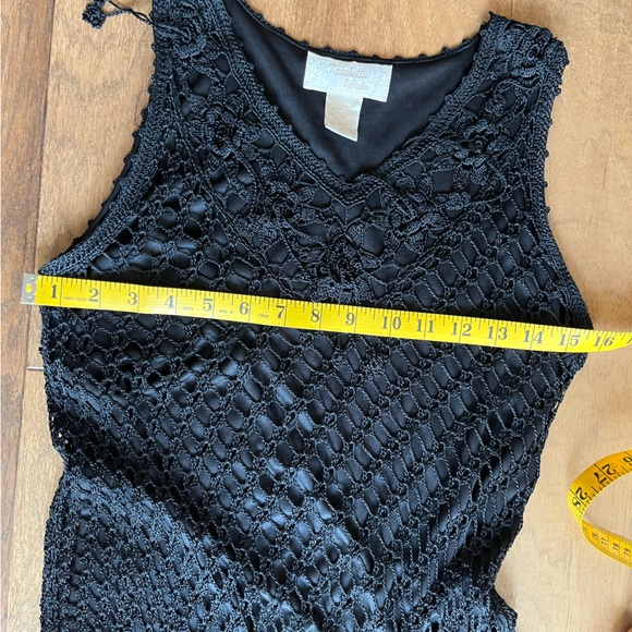 Y2K Flapper Crochet Maxi Dress w/Fringe Asymmetrical Hem line - Picture 14 of 16